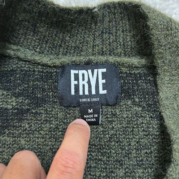 Frye Open Front Knit Cardigan Olive Combo Women’s Size M - Picture 3 of 10